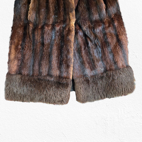 1950s Vintage Brown Mink Fur Coat Mid-Century Swing Old Hollywood Glam Size M/L - Picture 4 of 16